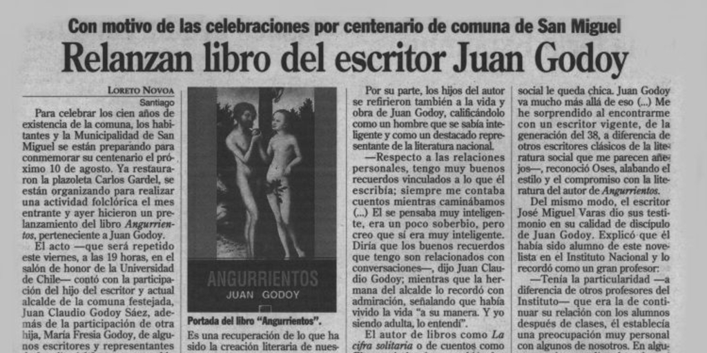 Relanzan libro del escritor Juan Godoy