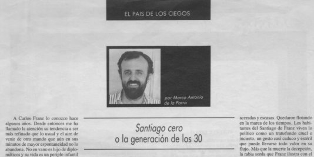 Santiago cero o la generación de los 30