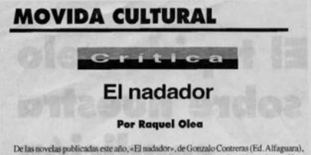 Movida cultural : crítica : El nadador