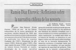Ramón Díaz Eterovic, reflexiones sobre la narrativa chilena de los noventa