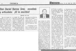 Don Daniel Barros Grez, novelista y articulista : ¡El lo escribió!