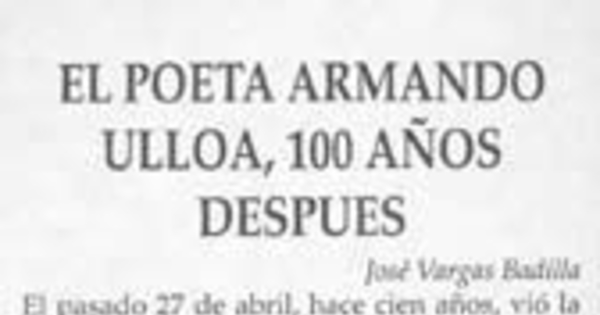 El poeta Armando Ulloa, 100 años después