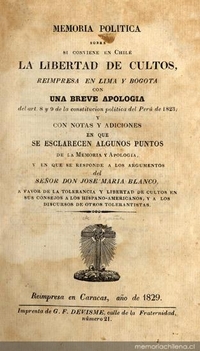 Memoria política sobre si conviene en Chile la libertad de cultos