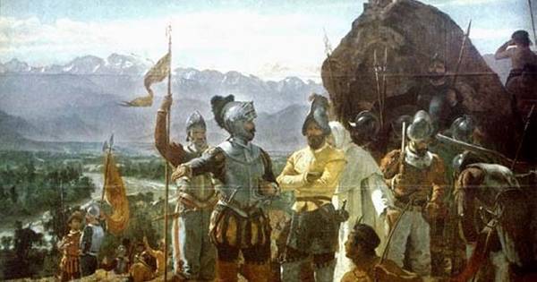La fundación de Santiago por Pedro de Valdivia, 1889