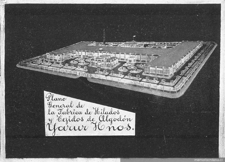 Plano general de la Fábrica de Hilados y Tejidos de Algodón Yarur Hnos., 1937