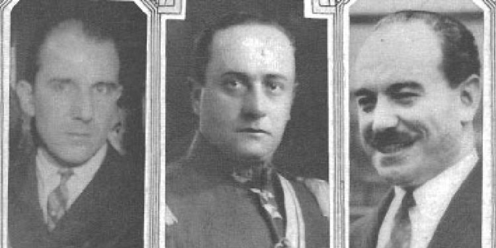 Miembros de la Junta de Gobierno de la República Socialista de Chile de 1932 : Eugenio Matte Hurtado, General Arturo Puga y Carlos Dávila