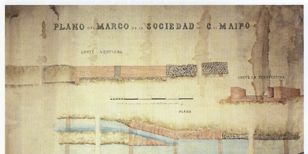 Plano de marco partidor de la Sociedad del Canal del Maipo