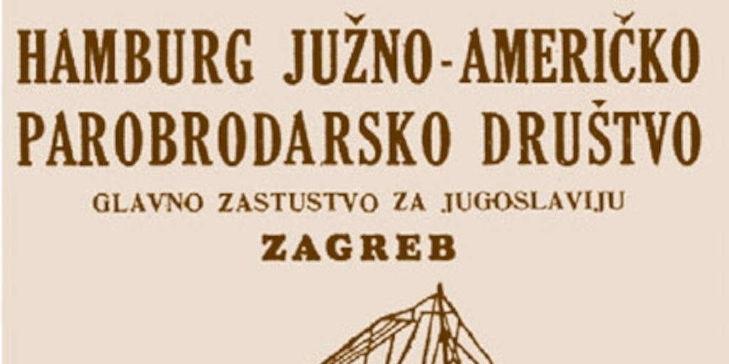 Aviso de naviera croata de viajes a Sudamérica, siglo XIX