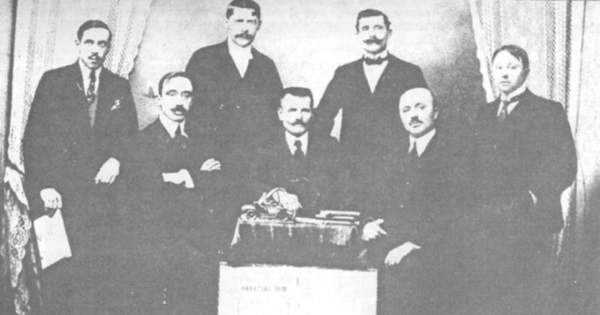 Directorio del semanario "Domovina", de la comunidad croata de Punta Arenas, 1916