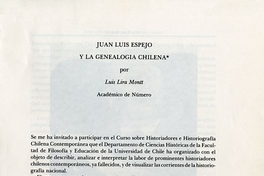 Juan Luis Espejo y la genealogía chilena