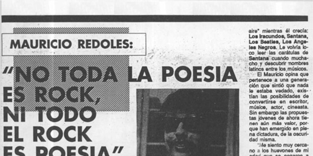 Mauricio Redolés : no toda la poesía es rock, no todo el rock es poesía