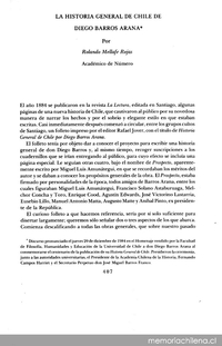 La historia de Chile de Diego Barros Arana