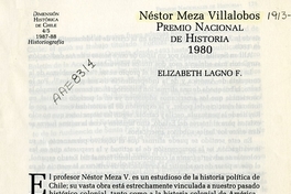 Néstor Meza Villalobos, Premio Nacional de Historia 1980