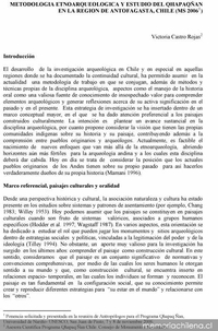Metodología etnoarqueológica y estudio del Qhapaqñan en la Región de Antofagasta, Chile (MS 2006)