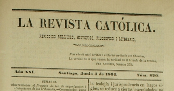 La Revista católica: nº 820-826, 4 de junio a 16 de julio de 1864