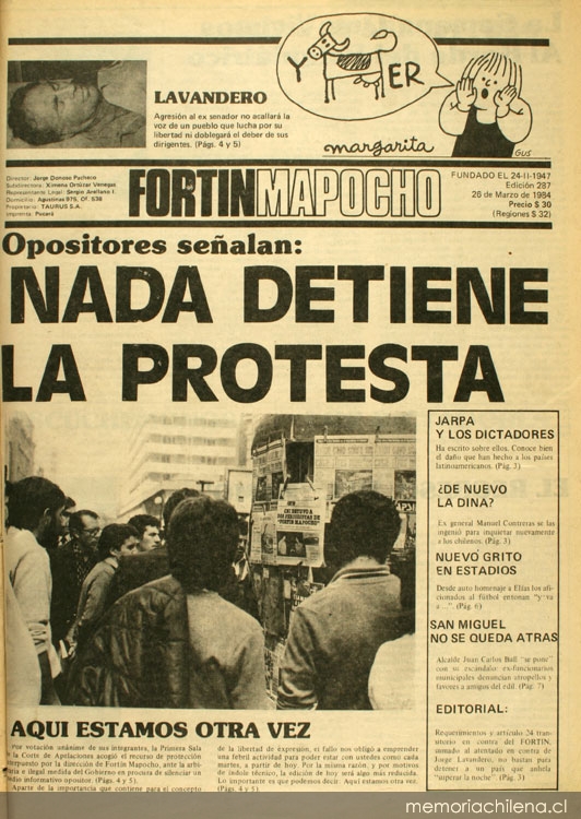 Fortín Mapocho: n° 287, 26 de marzo de 1984