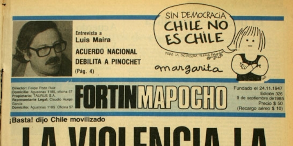 Fortín Mapocho: n° 326, 9 de septiembre de 1985