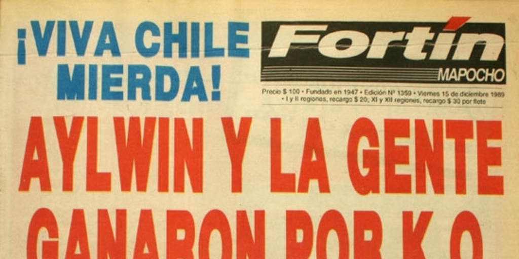 Fortín Mapocho: n° 1359, 15 de diciembre de 1989