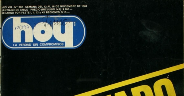 Hoy: año 8, nº 382, 12 a 18 de noviembre de 1984