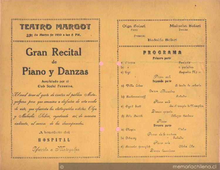 Gran recital de teatro y danzas, Matagalpa, Nicaragua, 1939