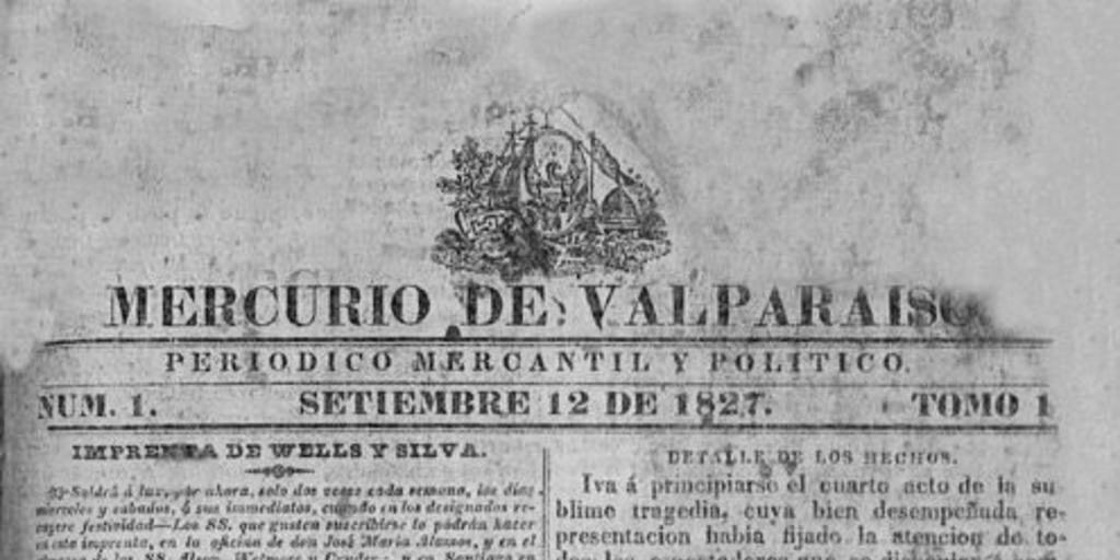 El Mercurio de Valparaíso : n° 1, 12 de septiembre de 1827
