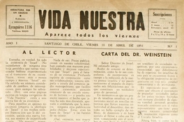 Vida Nuestra : año I, n° 1 del 10 de abril de 1931