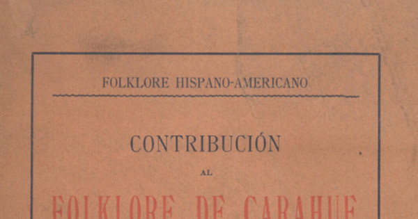 Contribución al folklore de Carahue