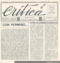 Crítica : órgano cinematográfico nacional - literatura y arte : año 1, n° 1, 15 de febrero de 1929