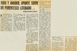 Aura y Amadeo, apunte sobre un parentesco literario...