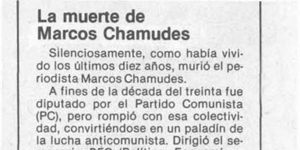 La Muerte de Marcos Chamudes