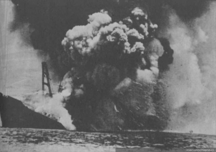 Explosión en la cubierta del barco María Elizabeth, Antofagasta, ca. 1970