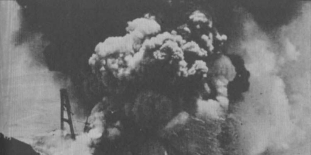 Explosión en la cubierta del barco María Elizabeth, Antofagasta, ca. 1970