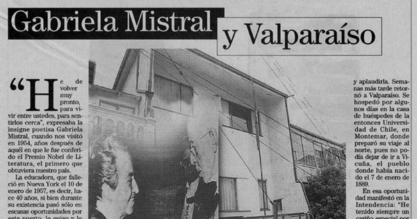 Gabriela Mistral y Valparaíso
