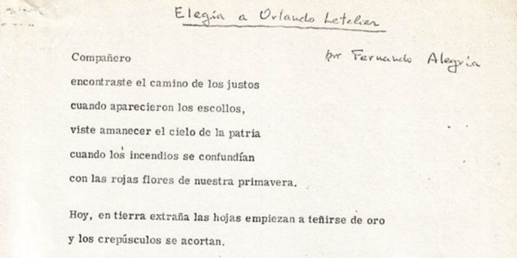Elegía a Orlando Letelier, 1976