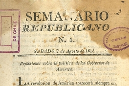 Semanario republicano: números 1-12, 7 de agosto a 23 de octubre de 1813