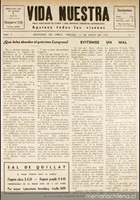 Vida Nuestra : año I, n° 4 del 1 de mayo de 1931
