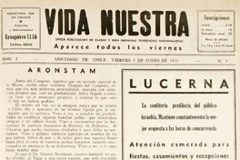 Vida Nuestra : año I, n° 9 del 5 de junio de 1931