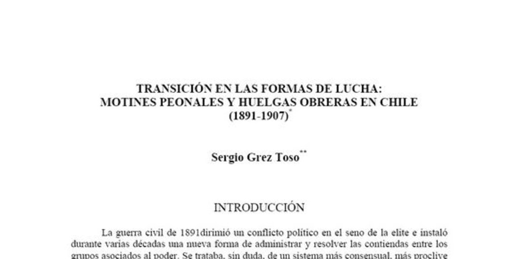 Transición en las formas de lucha: motines peonales y huelgas obreras en Chile (1891-1907)