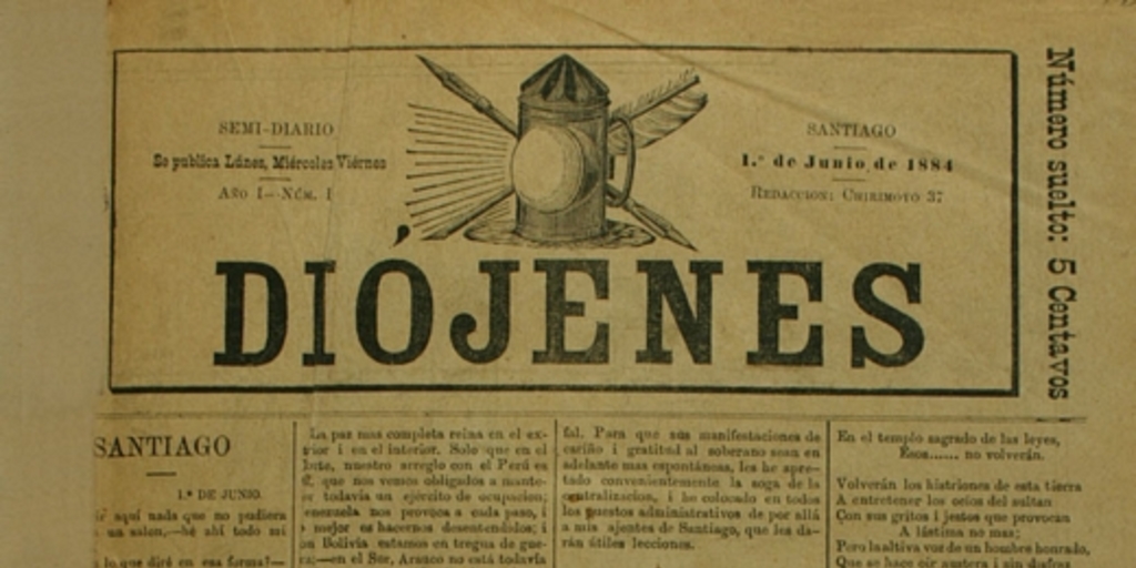 Diójenes: año 1, nº 1-87, 1 junio de 1884-30 de enero de 1885