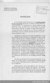 Declaración Pública: sobre la detención de Federico Renato Alvarez Santibañez, Santiago, 22 de agosto de 1979