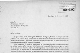 Al señor Ministro del Interior Ricardo García Rodriguez [carta]