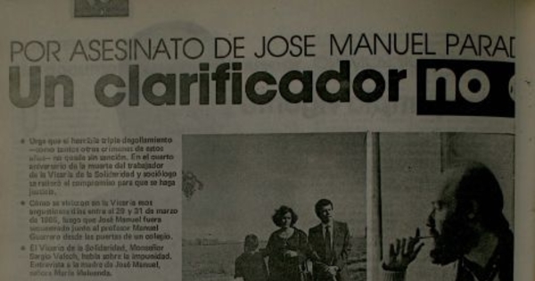 Por asesinato de José Miguel Parada un clarificador no a la impunidad