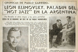 Leon Klimovsky, paladín del "Hot Jazz" en Argentina. Crónicas de Pablo Garrido