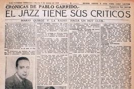 El jazz tiene sus críticos : Mario Quiroz y la radio hacia un hot club. Crónicas de Pablo Garrido