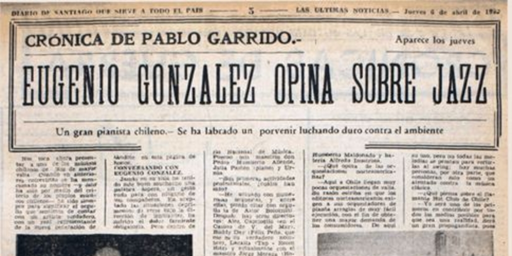 Eugenio González opina sobre Jazz. Crónicas de Pablo Garrido