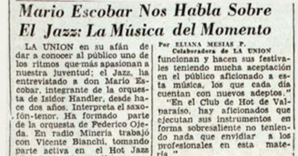 Mario Escobar nos habla sobre el jazz: la música del momento