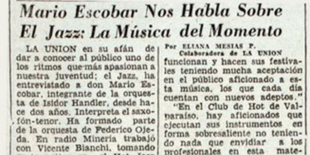 Mario Escobar nos habla sobre el jazz: la música del momento
