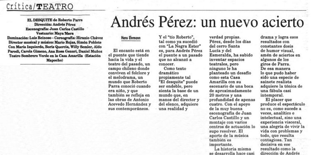 Andrés Pérez, un nuevo acierto