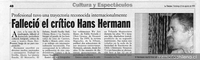 Falleció el crítico Hans Ehrmann