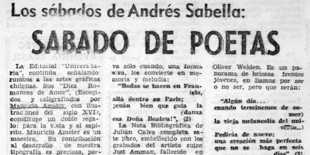 Los sábados de Andrés Sabella: Sábado de poetas